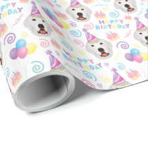Great Pyrenees Birthday Gift Wrapping Paper White