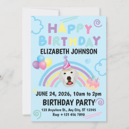 Great Pyrenees Birthday Invitation Blue Inbjudningar