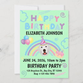 Great Pyrenees Birthday Invitation Green Inbjudningar