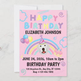 Great Pyrenees Birthday Invitation Pink Inbjudningar