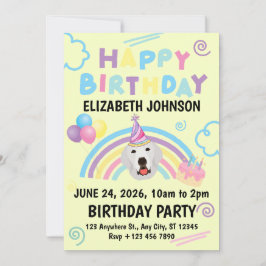 Great Pyrenees Birthday Party Invitation Yellow Inbjudningar