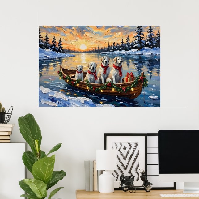 Great Pyrenees Christmas Boat Holiday Poster (Hemmakontoret)