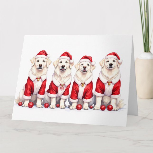 Great Pyrenees Christmas Dress Santa Hat Kort (Framsida)