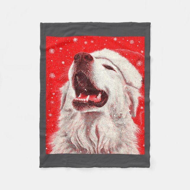 Great Pyrenees Christmas  Fleecefilt (Framsidan)