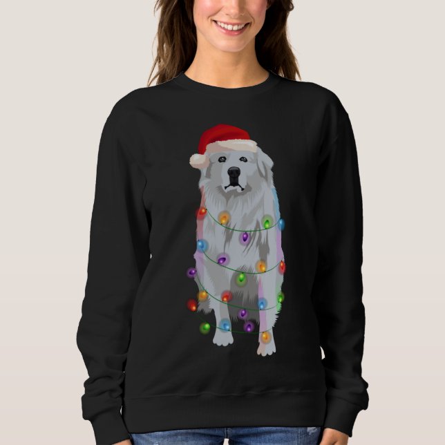 Great Pyrenees Christmas Lights Xmas Patou Pyrenea T Shirt (Framsida)
