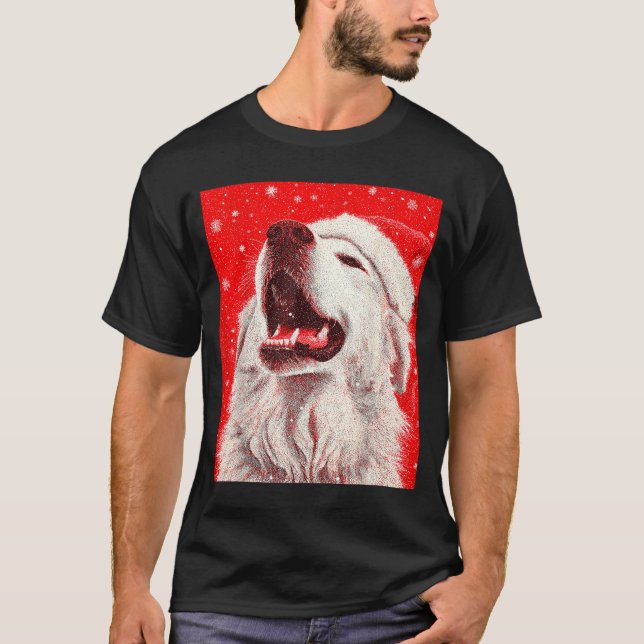 Great Pyrenees Christmas  T Shirt (Framsida)