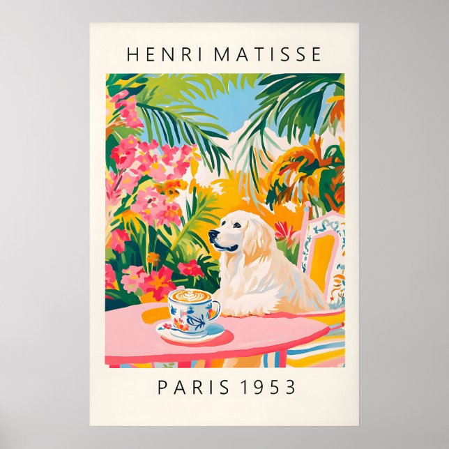 Great Pyrenees Dog Art Print, Matisse Style, Funny Poster (Framsidan)