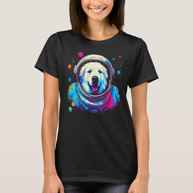 Great Pyrenees Dog  Astronaut T Shirt (Framsida)
