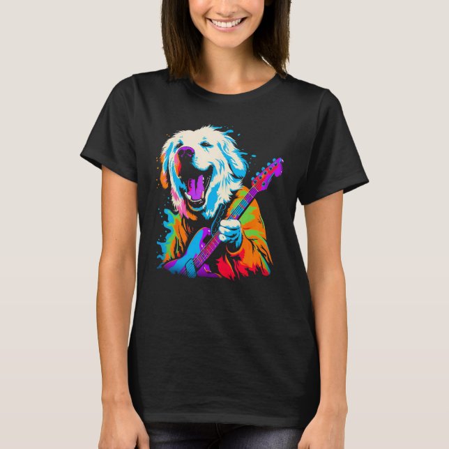 Great Pyrenees Dog Guitar T Shirt (Framsida)