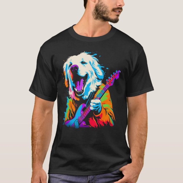 Great Pyrenees Dog Guitar T Shirt (Framsida)