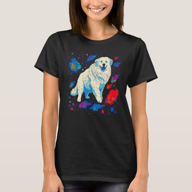 Great Pyrenees  Dog in Space T Shirt (Framsida)