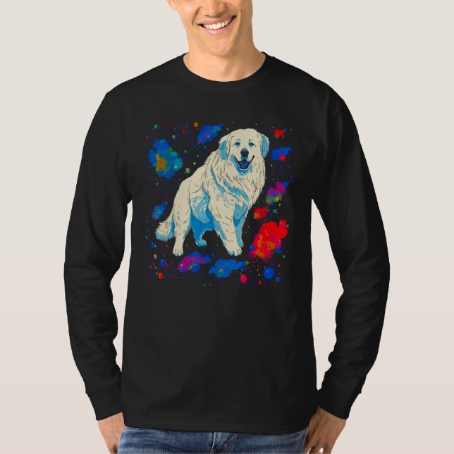 Great Pyrenees  Dog in Space T Shirt (Framsida)