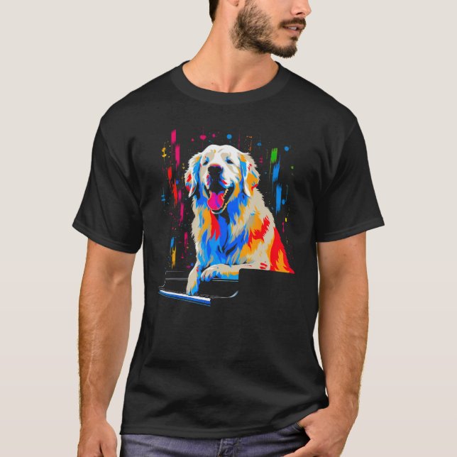 Great Pyrenees Dog Piano T Shirt (Framsida)