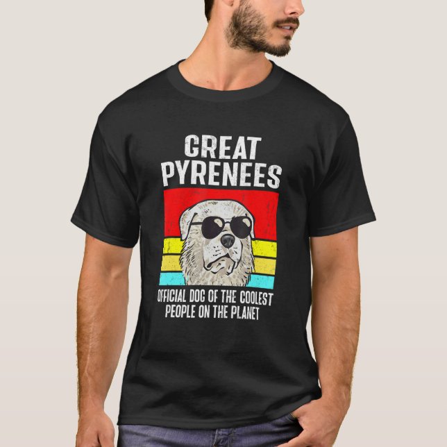 Great Pyrenees Dog Retro Vintage Pyrenees T Shirt (Framsida)