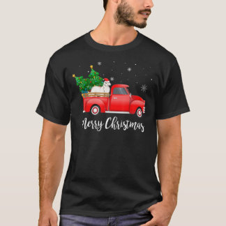 Great Pyrenees Dog Riding Red Truck Christmas T-Sh T Shirt
