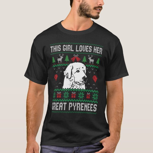 Great Pyrenees Girl Cool Ugly Christmas for Dog Mo T Shirt (Framsida)