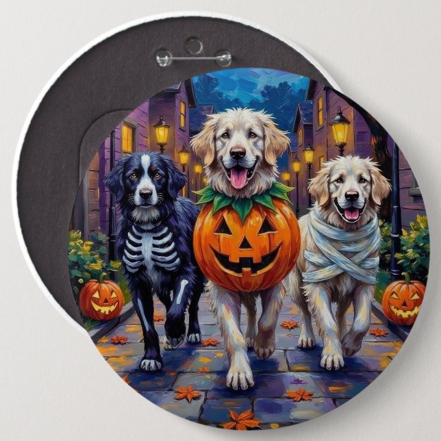 Great Pyrenees Halloween-kostym för trick-or-treat Knapp (Framsida & baksida)