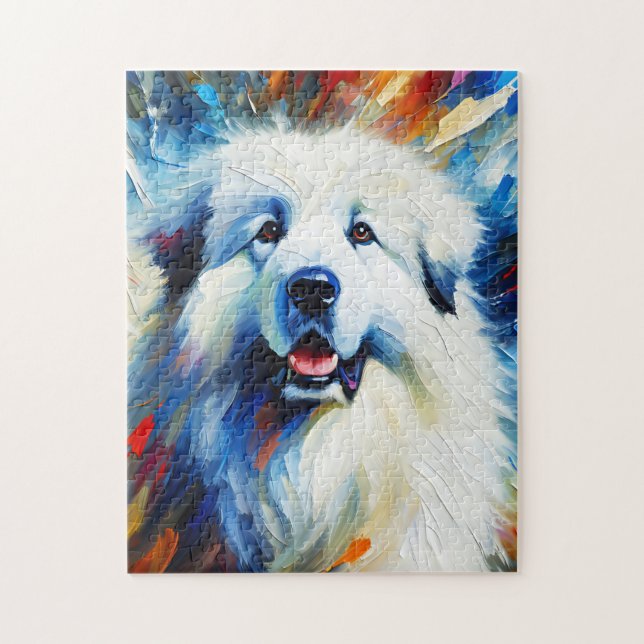 Great Pyrenees Hund Akryltryck | Färgrik Pussel (Vertikal)