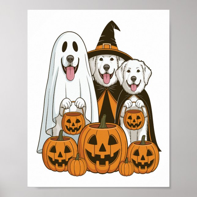 Great Pyrenees Hund Ghost Witch Halloween Matchand Poster (Framsidan)