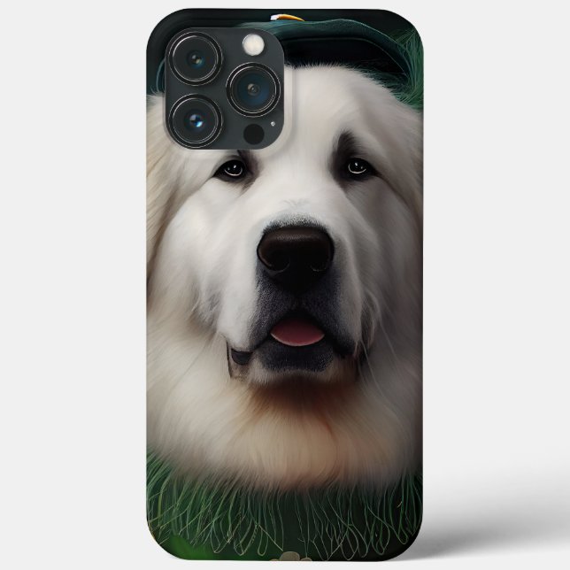 Great Pyrenees Hund i St. Patricks Dag Dräkt (Baksida)