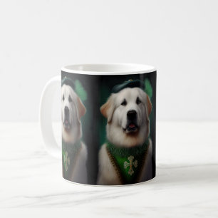 Great Pyrenees Hund i St. Patricks Dag Dräkt Kaffemugg