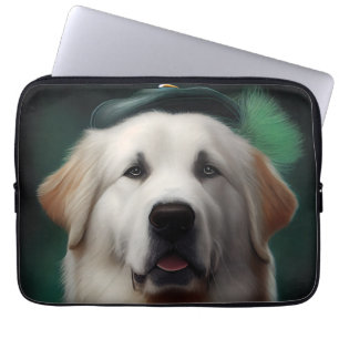 Great Pyrenees Hund i St. Patricks Dag Dräkt Laptop Fodral
