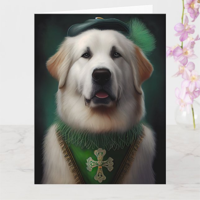 Great Pyrenees Hund i St. Patricks Dag Klänning Kort (Orkide)