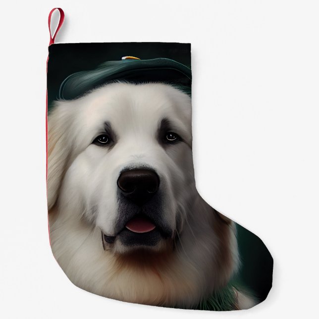 Great Pyrenees Hund i St. Patricks Dag Klänning Liten Julstrumpa (Framsidan)