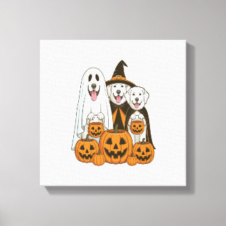 Great Pyrenees Hund Spökhäxa Halloween Matchande Canvastryck