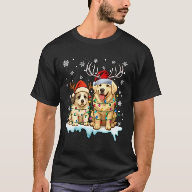 Great Pyrenees julbelysning Santa mössa ren  T Shirt (Framsida)