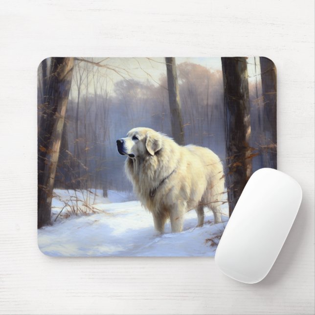 Great Pyrenees låt det snö jul  Musmatta (Med mus)