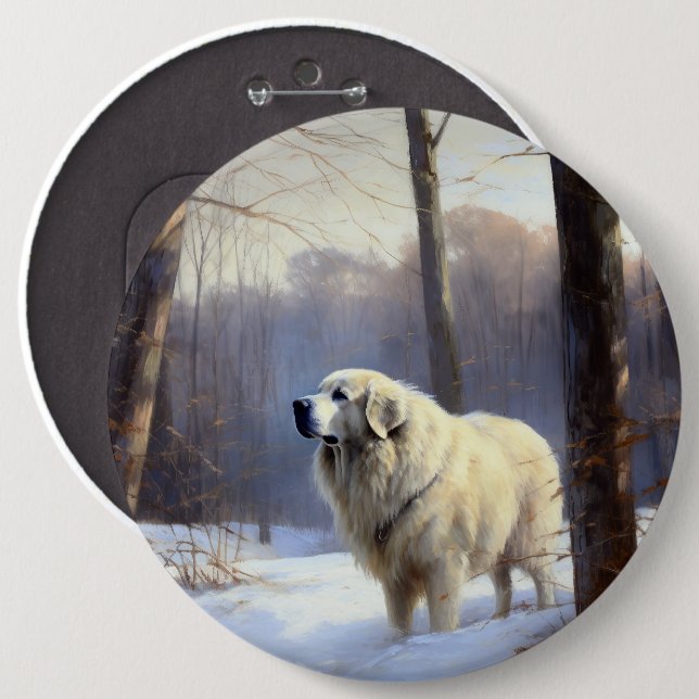 Great Pyrenees Låt det snöa jul Knapp (Framsida & baksida)
