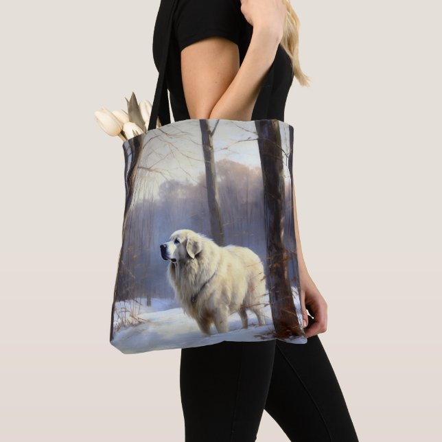 Great Pyrenees Låt det snöa jul Tygkasse (Närbild)