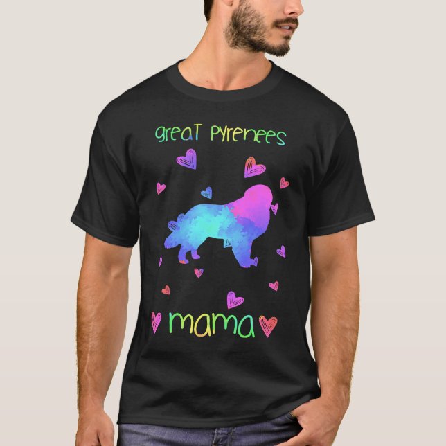 Great Pyrenees Mama Colorful  Dog Mom T Shirt (Framsida)