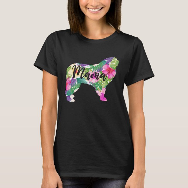 Great Pyrenees Mama Mom Flowers Mother s Day T Shirt (Framsida)