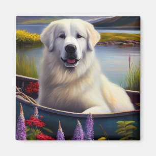 Great Pyrenees på en paddel: Ett naturskönt äventy Magnet