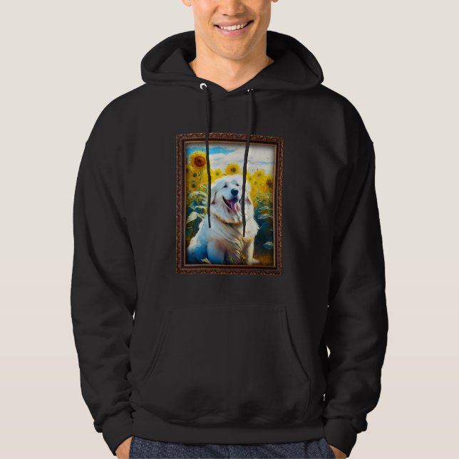 Great Pyrenees Painting Sunflower Flower Mom Women Hoodie (Framsida)