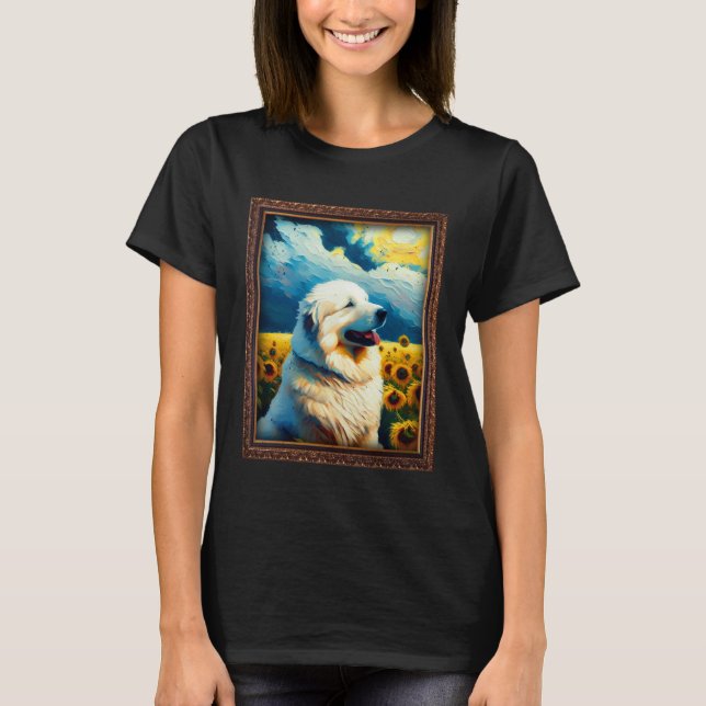 Great Pyrenees Painting Sunflower Flower Mom Women T Shirt (Framsida)