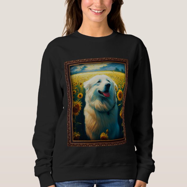 Great Pyrenees Painting Sunflower Flower Mom Women T Shirt (Framsida)