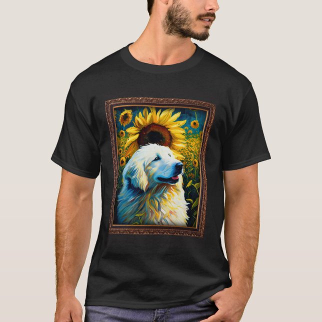 Great Pyrenees Painting Sunflower Flower Mom Women T Shirt (Framsida)