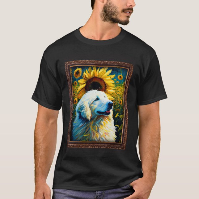 Great Pyrenees Painting Sunflower Flower Mom Women T Shirt (Framsida)