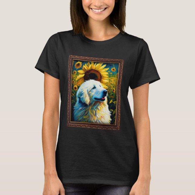 Great Pyrenees Painting Sunflower Flower Mom Women T Shirt (Framsida)