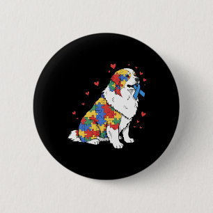 Great Pyrenees Pussel Autism Medvetenhet Autistisk Knapp