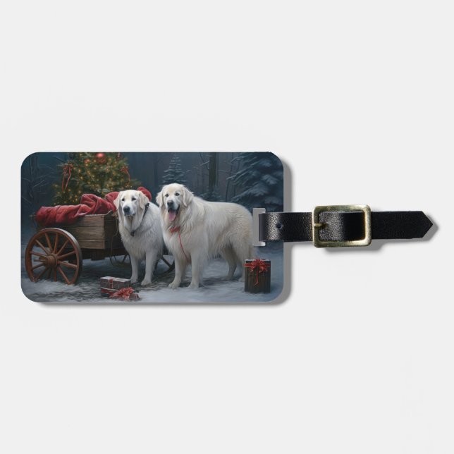 Great Pyrenees Snöig släde juldekoration Bagagebricka (Horisontell Framsida)