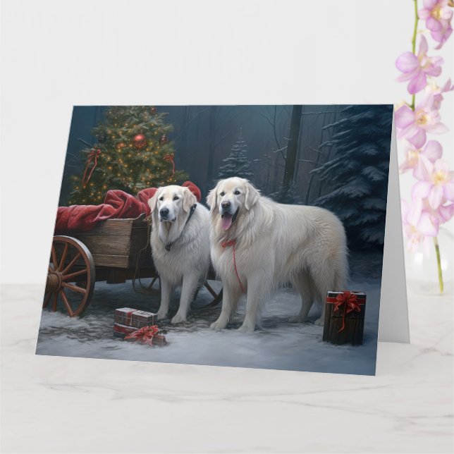 Great Pyrenees Snöig släde juldekoration Kort (Orkide)