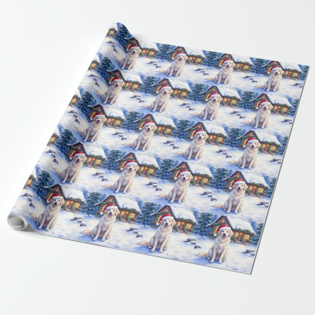 Great Pyrenees Snowy Mountain Lodge Santa Hat Presentpapper (Utrullad)