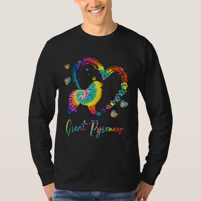 Great Pyrenees Tie Dye Rainbow Dog T Shirt (Framsida)