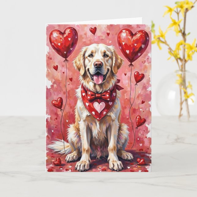Great Pyrenees Valentine’s Day Dog with Hearts Red Kort (Gul blomma)