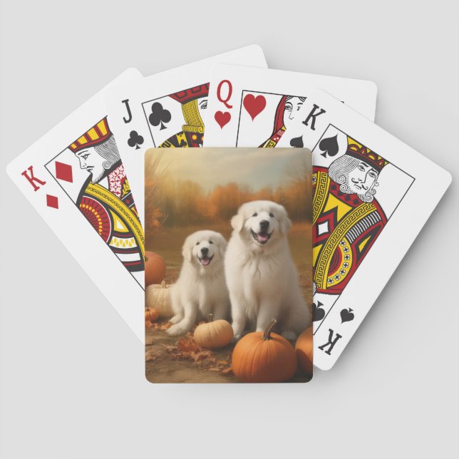 Great Pyrenees Valp Höstglädje Pumpa  Casinokort (Baksidan)