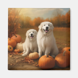 Great Pyrenees Valp Höstglädje Pumpa Magnet